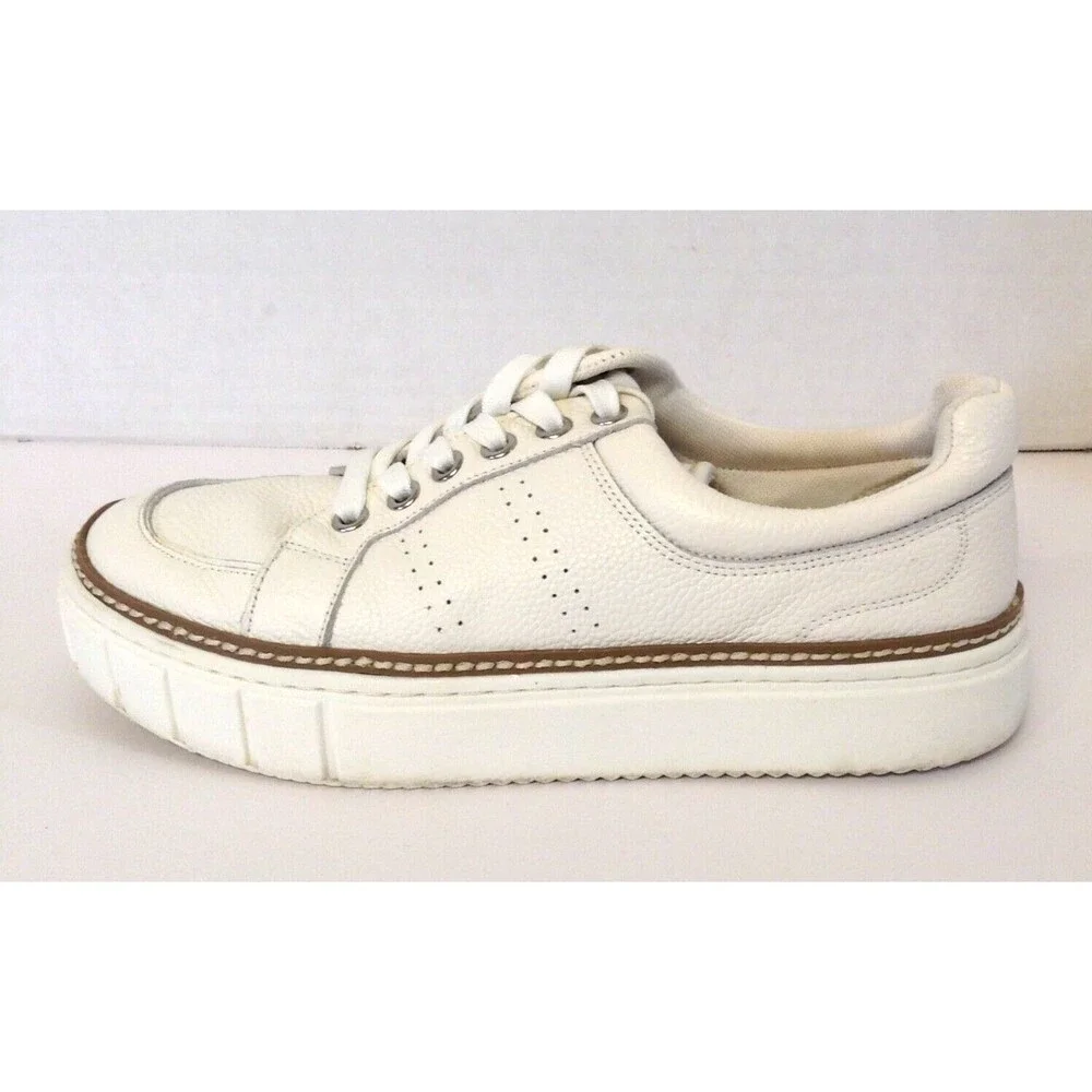 Vince Camuto Sneakers Wn 6.5 Rezelli White Leather Comfort Platform Shoes Preppy
